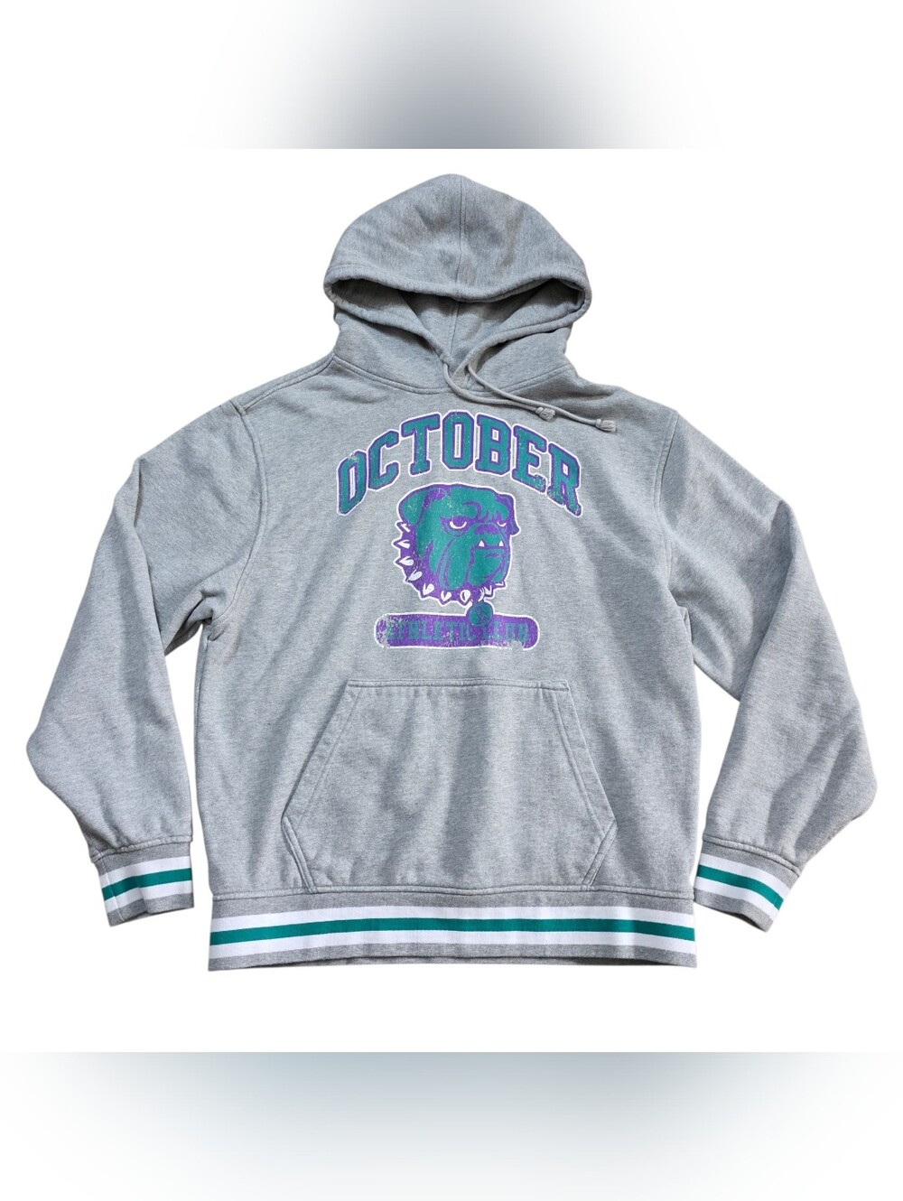 OVO Gray Hoodie with Purple & Teal Bulldog Graphic